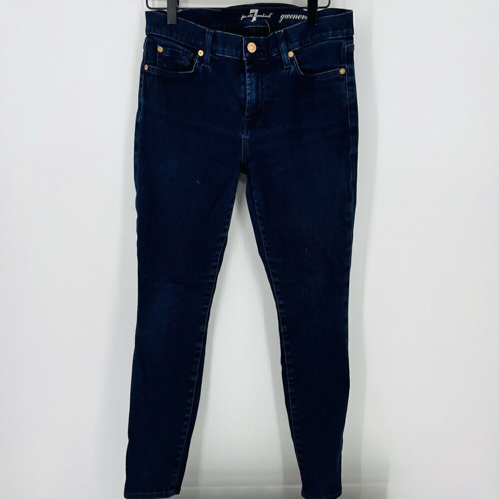 7 For All Mankind Gwenevere Skinny Straight Stretch Jeans Dark Wash Women Sz 29